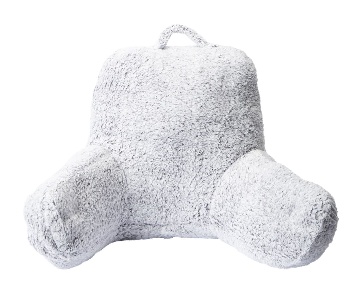 Sherpa Armrest Pillow 24in x 16in  Gray