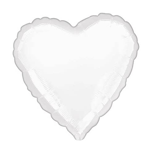 Inflated Heart Foil Balloon, 17 in, White