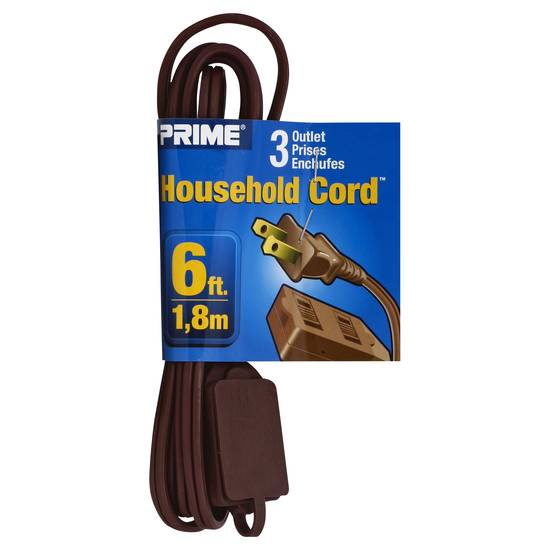 Prime 6 ft 3 Outlet Household Cord (1 cord)