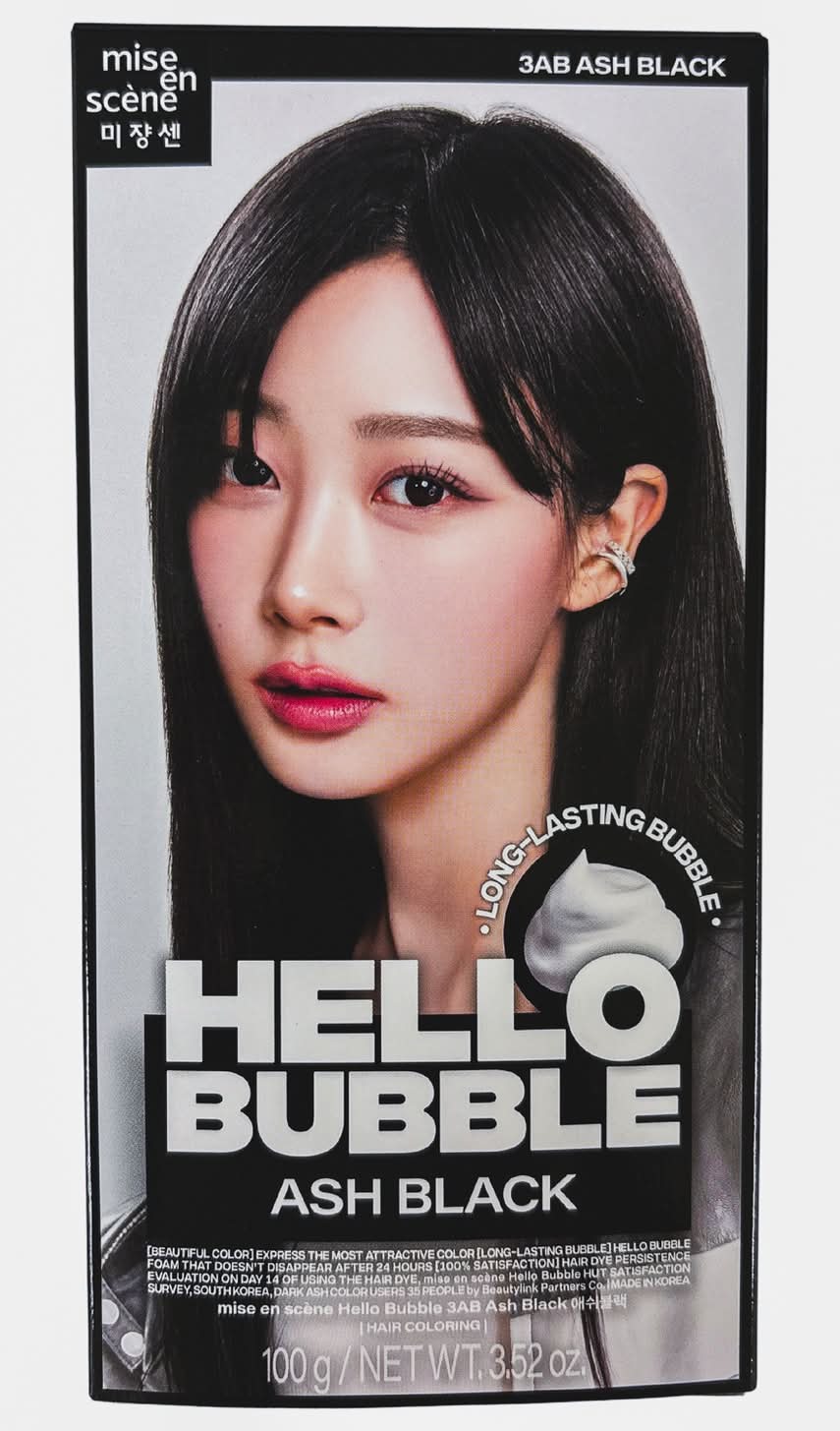MISE EN SCENE Hello Bubble Hair Dye, 3AB Ash Black (3.52 oz)