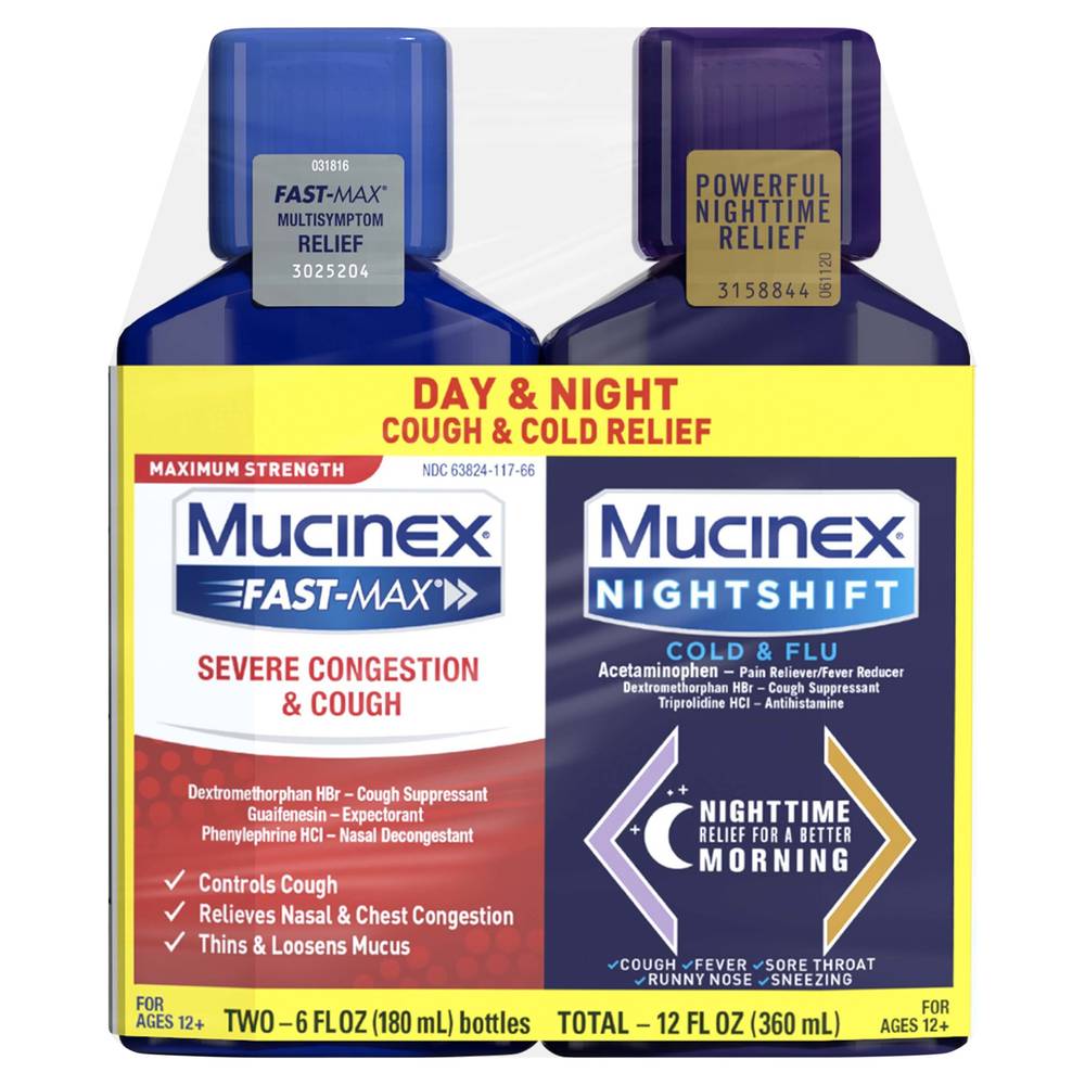 Mucinex Day & Night Cough & Cold Relief (12 fl oz, 2 ct)