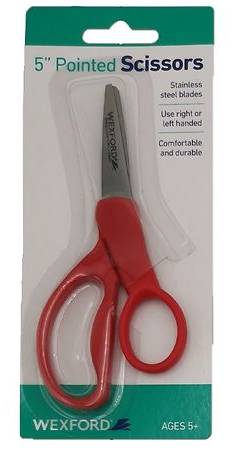 Wexford Pointed Scissors, 5 In, Red