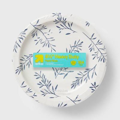 up&up Textured Paper Plates, White-Blue (154 ct)