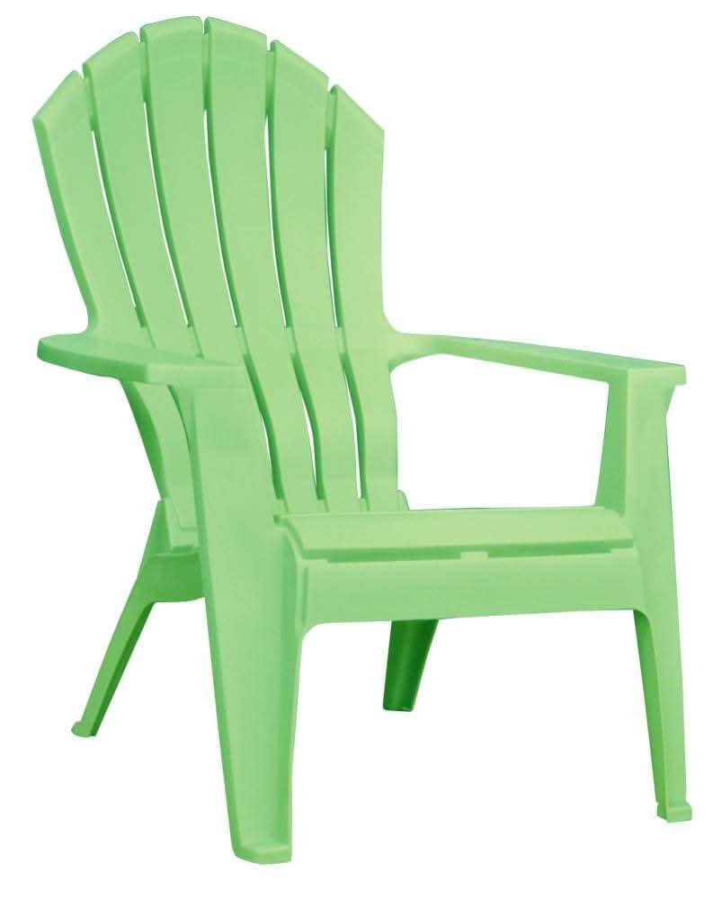 Adams Manufacturing RealComfort Stackable Green Resin Frame Stationary Adirondack Chair with Solid Seat