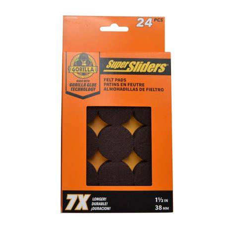 Super Sliders Round Felt Pads, 1.5", Brown (24 ct)