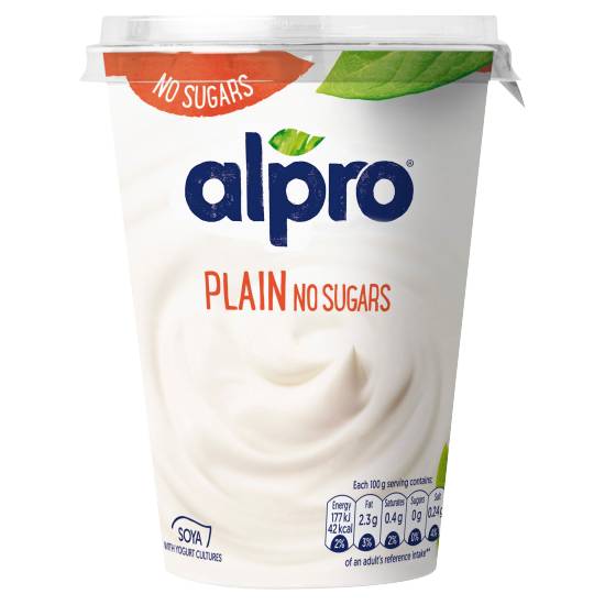 Alpro Plain Unsweetened No Sugars Plant-Based Alternative To Yoghurt (500g)