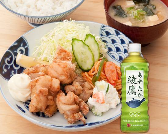 お得なドリンクセット!　とり唐揚げ定食（お新香・味噌汁付き）