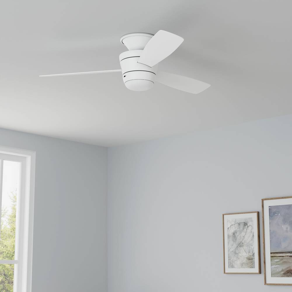 Harbor Breeze Led Indoor Flush Mount 3 Blade Ceiling Fan, 44 Inch, White