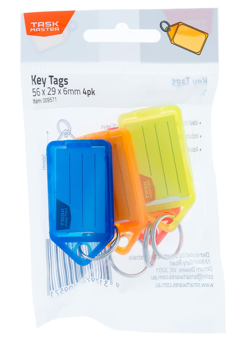 Taskmaster Key Tag with Key Ring - 4 Pack