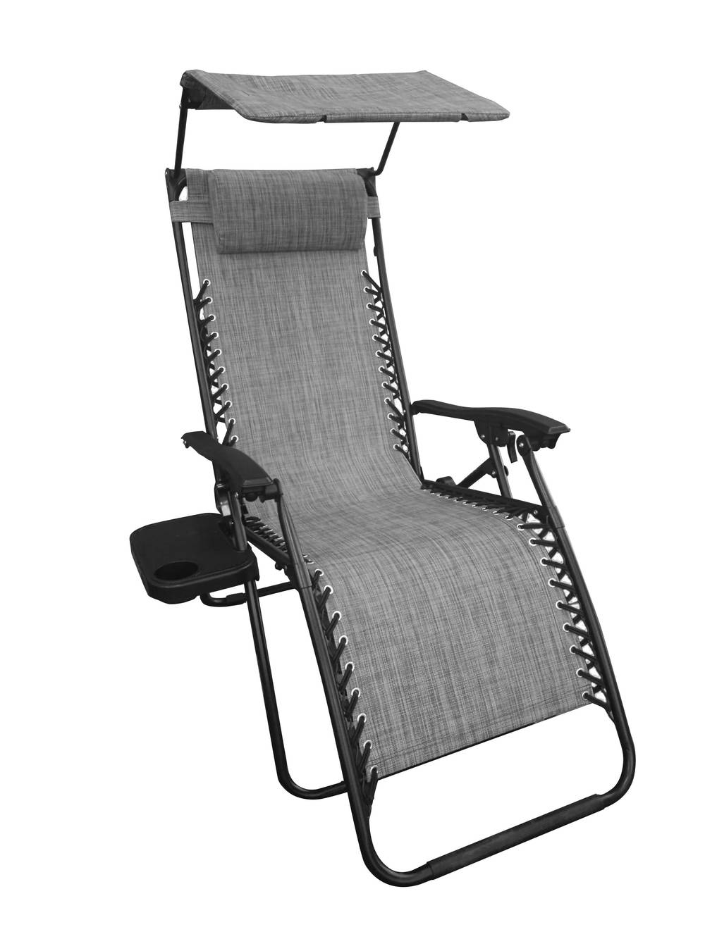 Style Selections Steel Frame Stationary Zero Gravity Chair With Sling Seat, Black-Gray