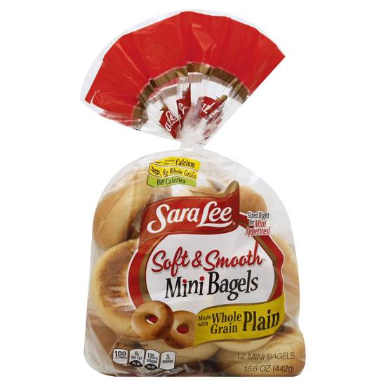Sara Lee Soft & Smooth Whole Grain Plain Mini Bagels (12 ct)