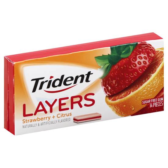 Trident Layers Wild Strawberry + Tangy Citrus Sugar Free Gum (14 ct)
