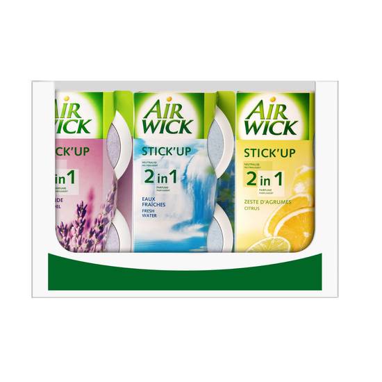 Air Wick - Airwick stick up essential oils parfum lavande et camomille caisse assortie (24 pièces)