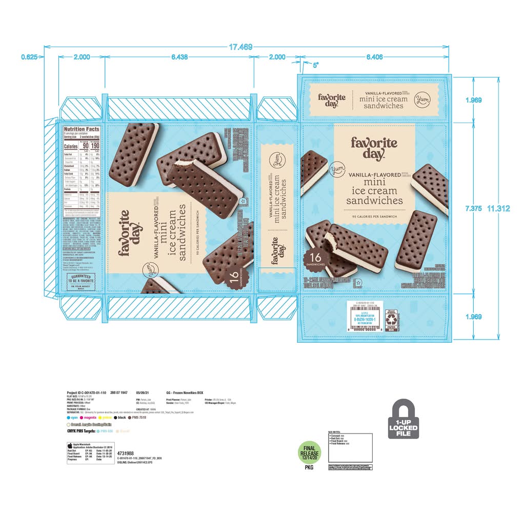 Favorite Day Mini Ice Cream Sandwiches, Vanilla (36 fl oz, 16 ct)