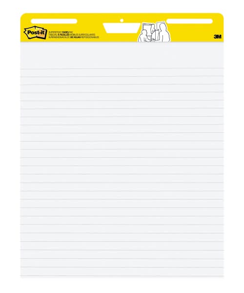 Post-it Super Sticky Easel Pad, 25 in x 30 in, Lined, 30 Sheets Per Pad, 561WLSS