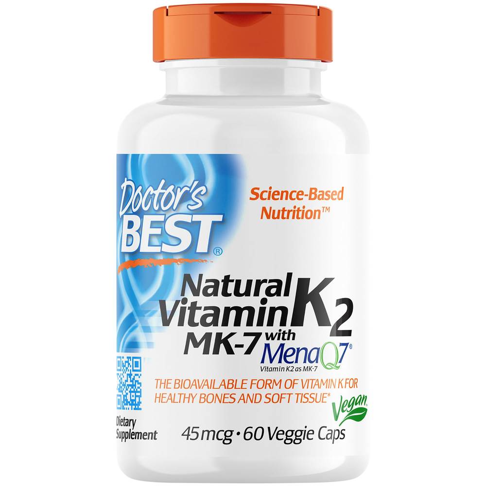 Natural Vitamin K2 Mk-7 - Vegan - 45 Mcg (60 Vegetarian Capsules)