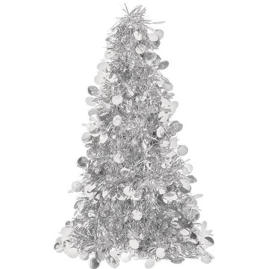 3D Silver Tinsel Christmas Tree