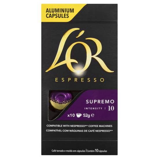 L'or Espresso Supremo Intensity 10 Coffee Capsules 52g 10 pack
