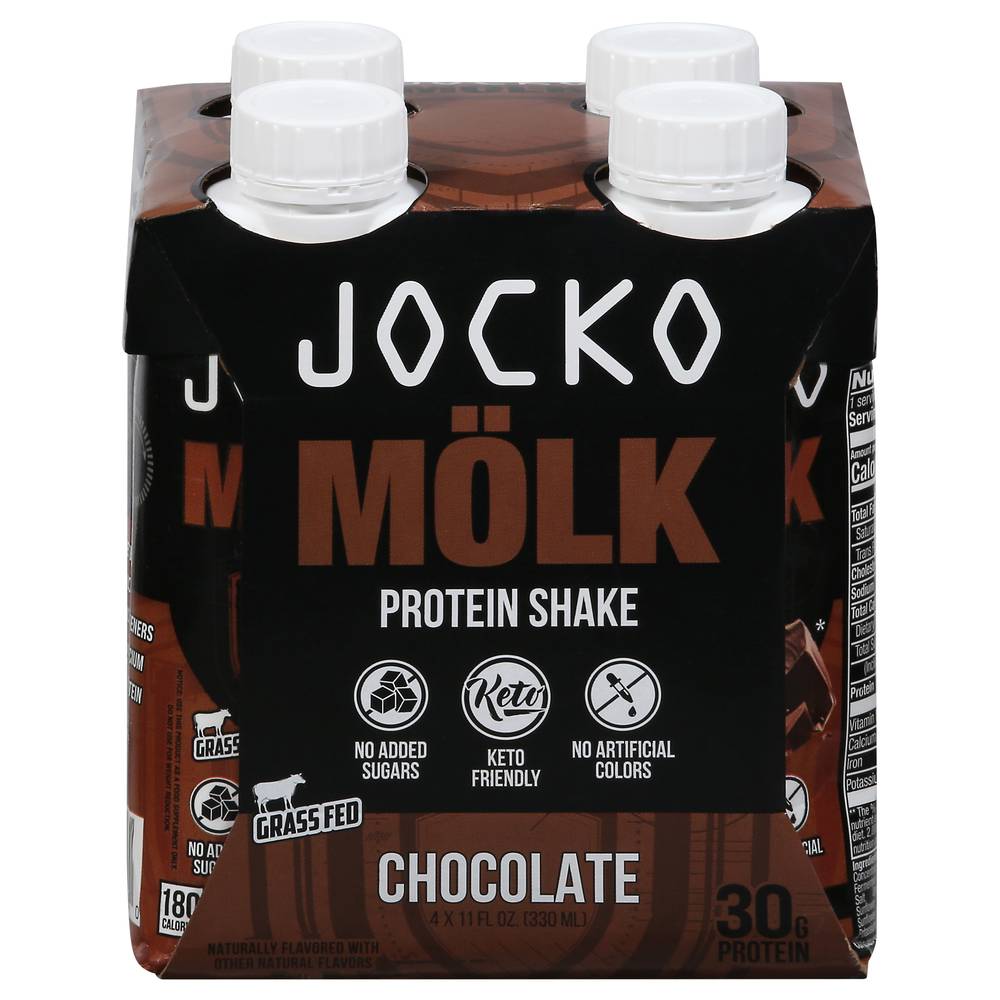 Jocko Molk Protein Shake, Chocolate (4 x 11 fl oz)