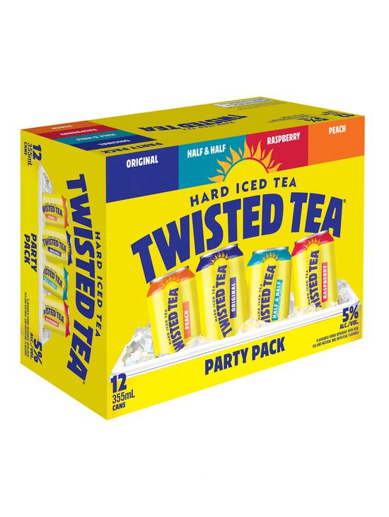 Twisted Tea Hard Ice Tea Party pack (12 pack, 355 ml) (lemonade-raspberry-peach)
