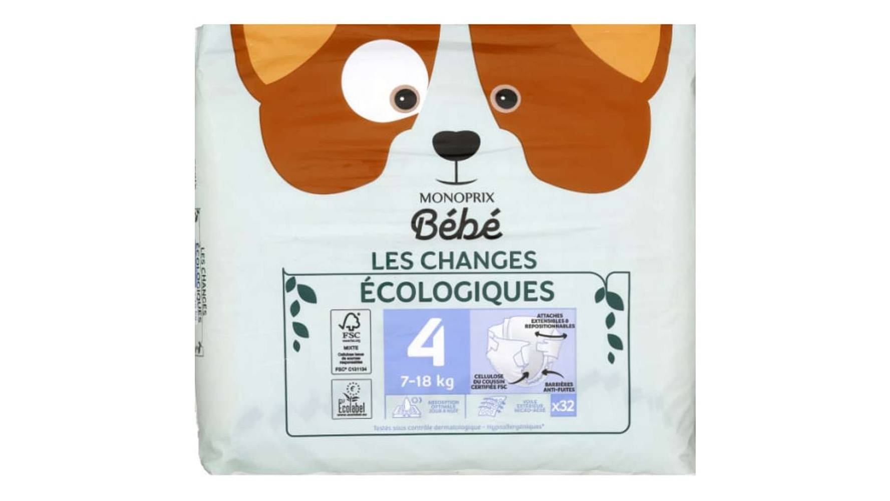 Monoprix bébé Couches écologiques Taille 4 x32 Le paquet de 32