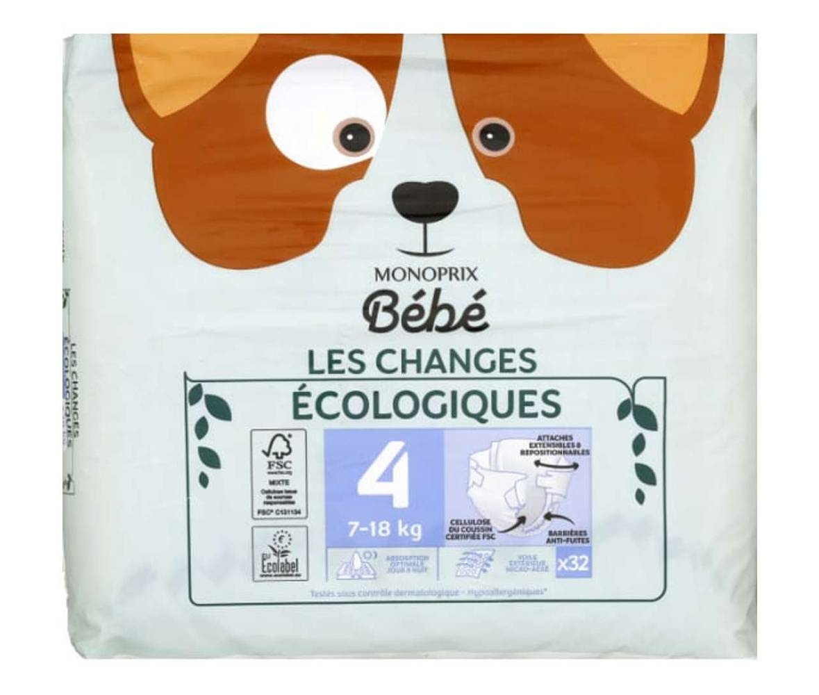 Monoprix Bébé - Couches écologiques, Taille 4 (32)