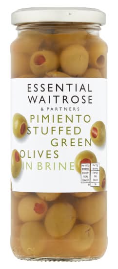 Essential Waitrose & Partners Pimiento Stuffed Green Olives in Brine (340g)