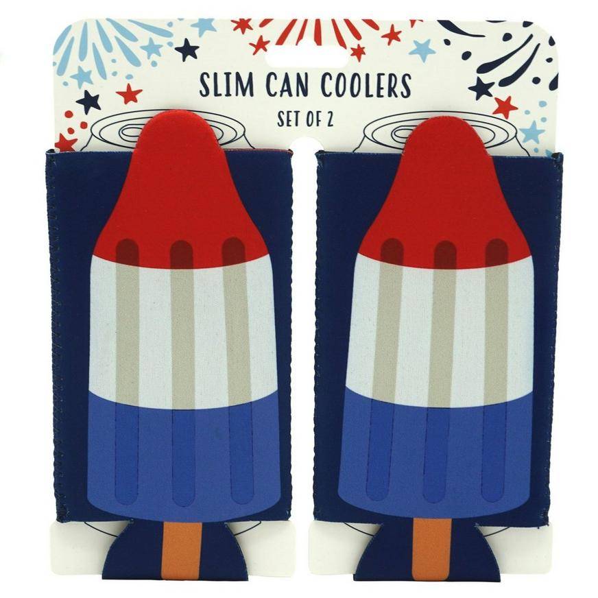 Party City Patriotic Rocket Pop Can Coozies, Unisex, Red/White/Blue (2 ct)