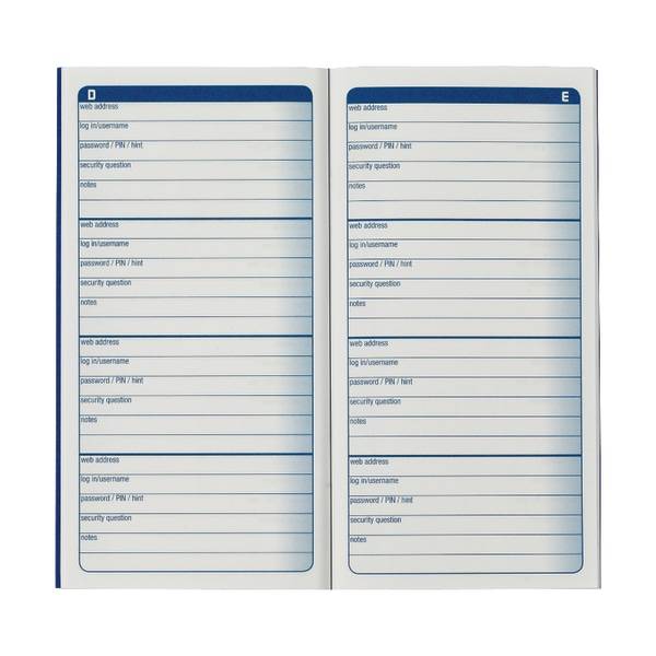 Adams Blue 6 1/4" X 3 1/4" Password Journal Sheets