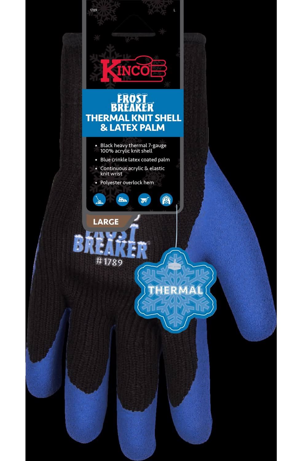 Kinco Men'S Indoor/Outdoor Cold Weather Work Gloves Blue Xl 1 Pair
