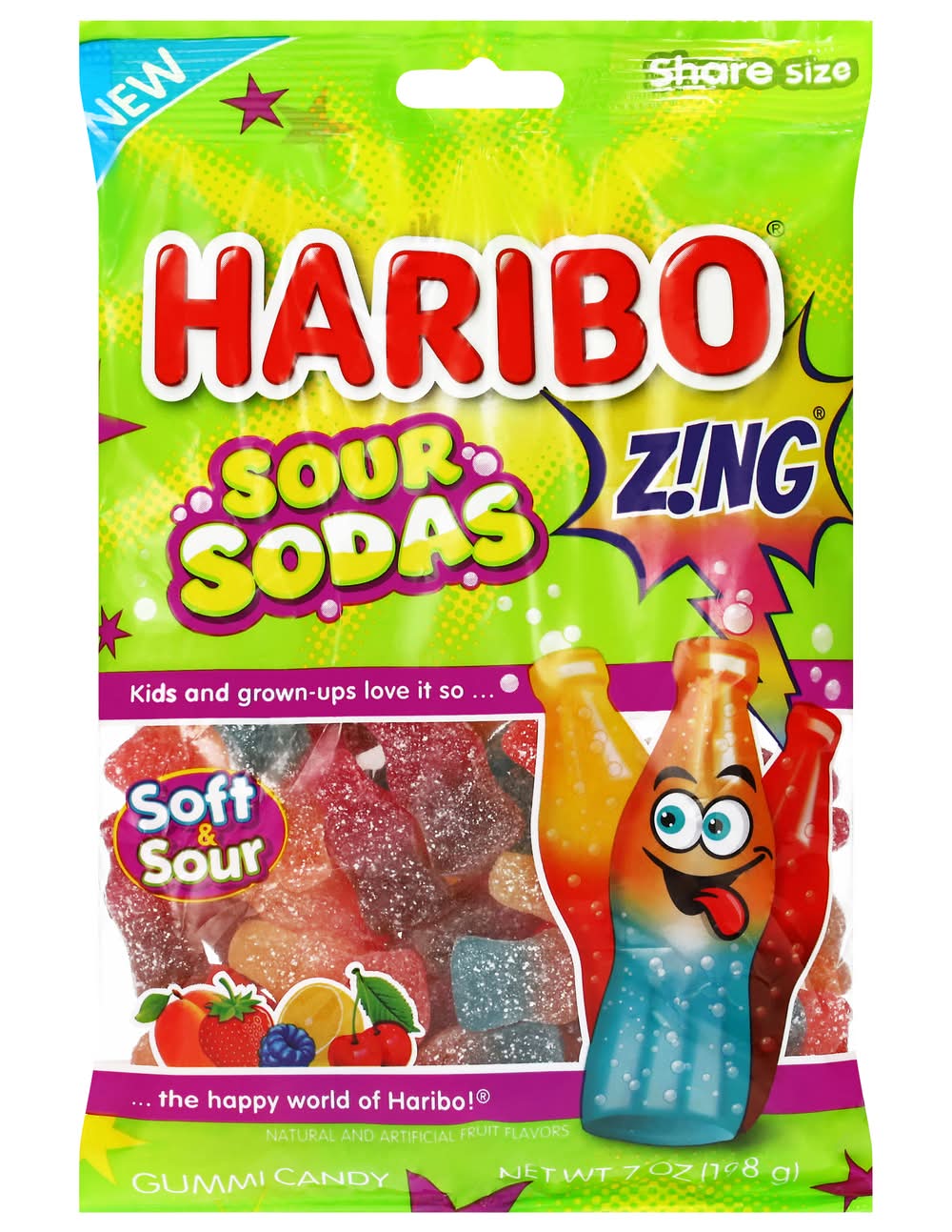 Haribo Zing Sours Sodas Gummi Candy (7 oz)