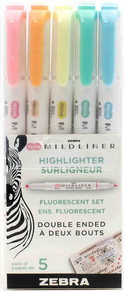 Zebra Mildliner Highlighters Fluorescent (5 units)