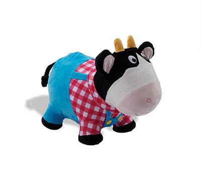 Blue & Black Charming Cow Plush Jump-Along