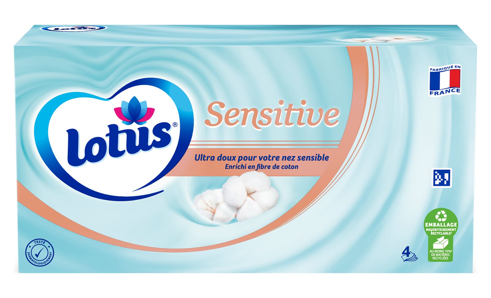 Lotus - Sensitive mouchoirs ultra doux pour nez 4 épaisseurs (80)