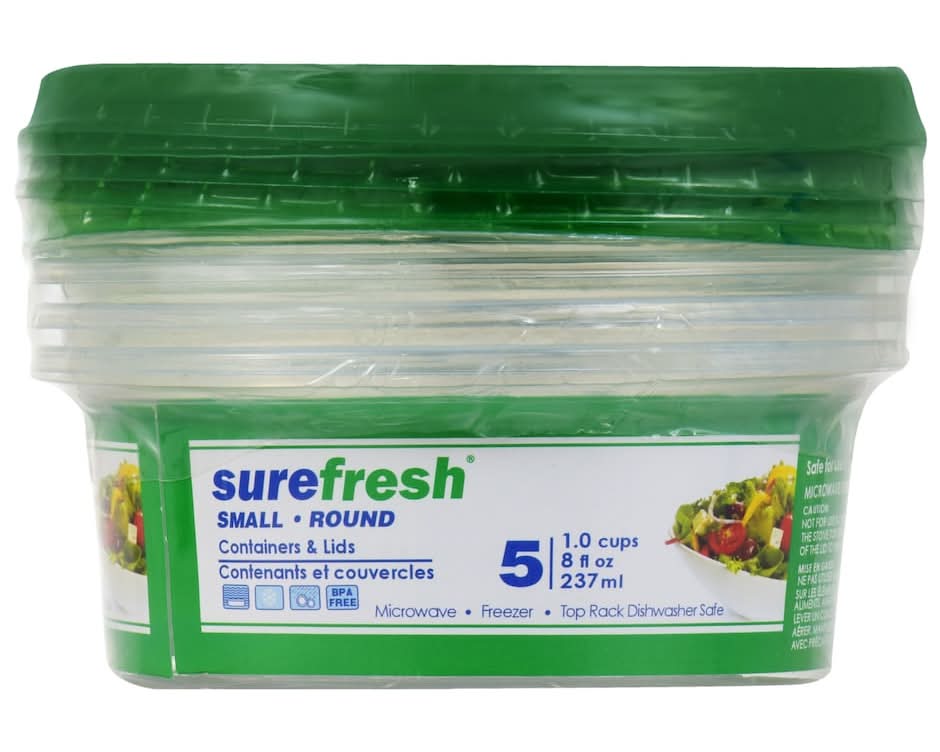 Surefresh Round Storage Containers With Lids 8 fl oz (5 ct)