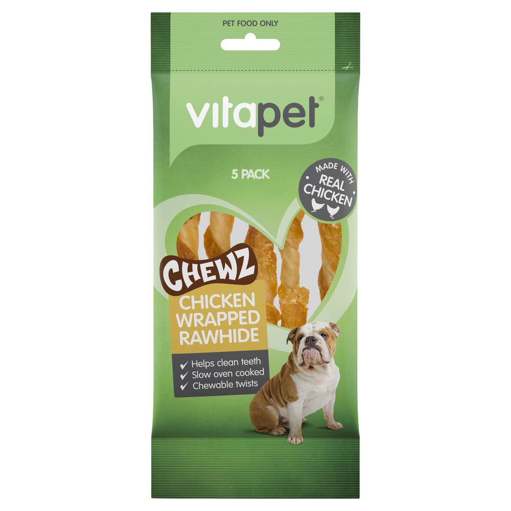 Vitapet Chicken Wrapped Rawhide Chewable Twists Dog Treats 5 ct