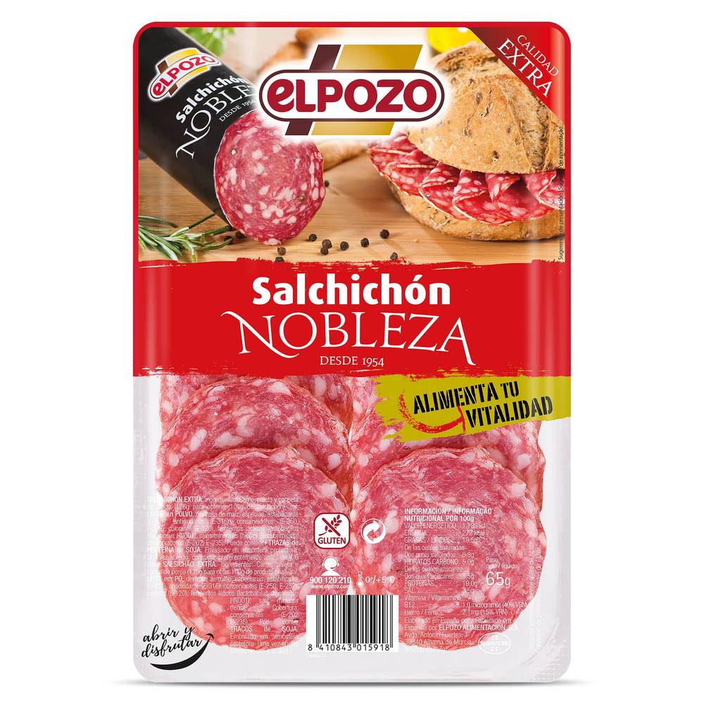 Salchichón Nobleza Elpozo Bandeja 65 G