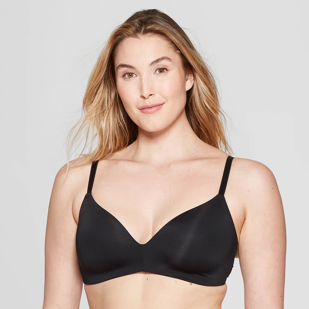 Auden Bliss Lightly Lined Wirefree Bra, Women, 36DD, Black