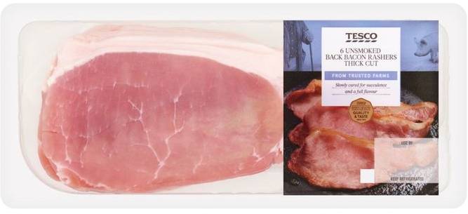Tesco Unsmoked Thick Cut Back Bacon 300g (408220)