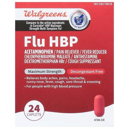 Walgreens Flu Hbp & Maximum Strength Caplets