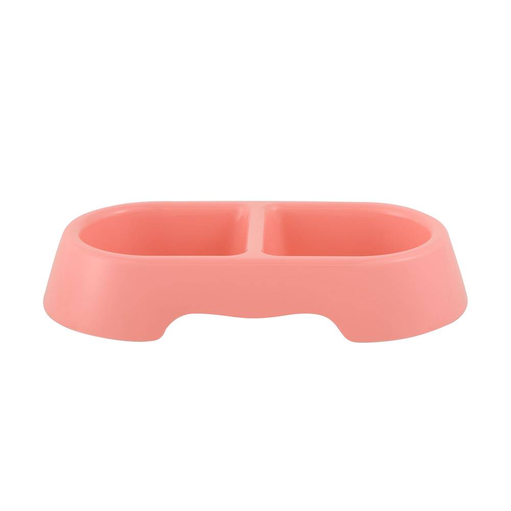 Whisker City Navy Double Cat Bowl (pink)