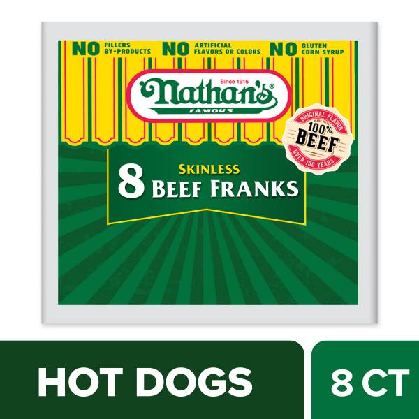 Nathan's Famous Skinless Beef Franks, 12 oz