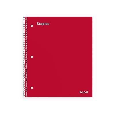 Staples Premium 1-Subject Notebook, 8.5 x 11, College Ruled, 100 Sheets, Red (ST20952D)
