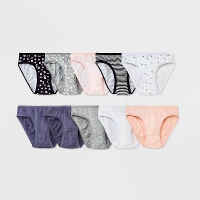 Cat & Jack Girls Cotton Bikini Underwear, Assorted, 6 (10 ct)
