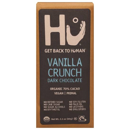 Hu 70% Cacao Vanilla Quinoa Dark Vegan Chocolate Bar (2.1 oz)