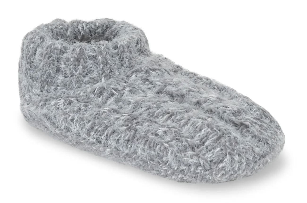 Lemon Cable Knit Women's Slipper Socks (Charcoal Grey M/L)