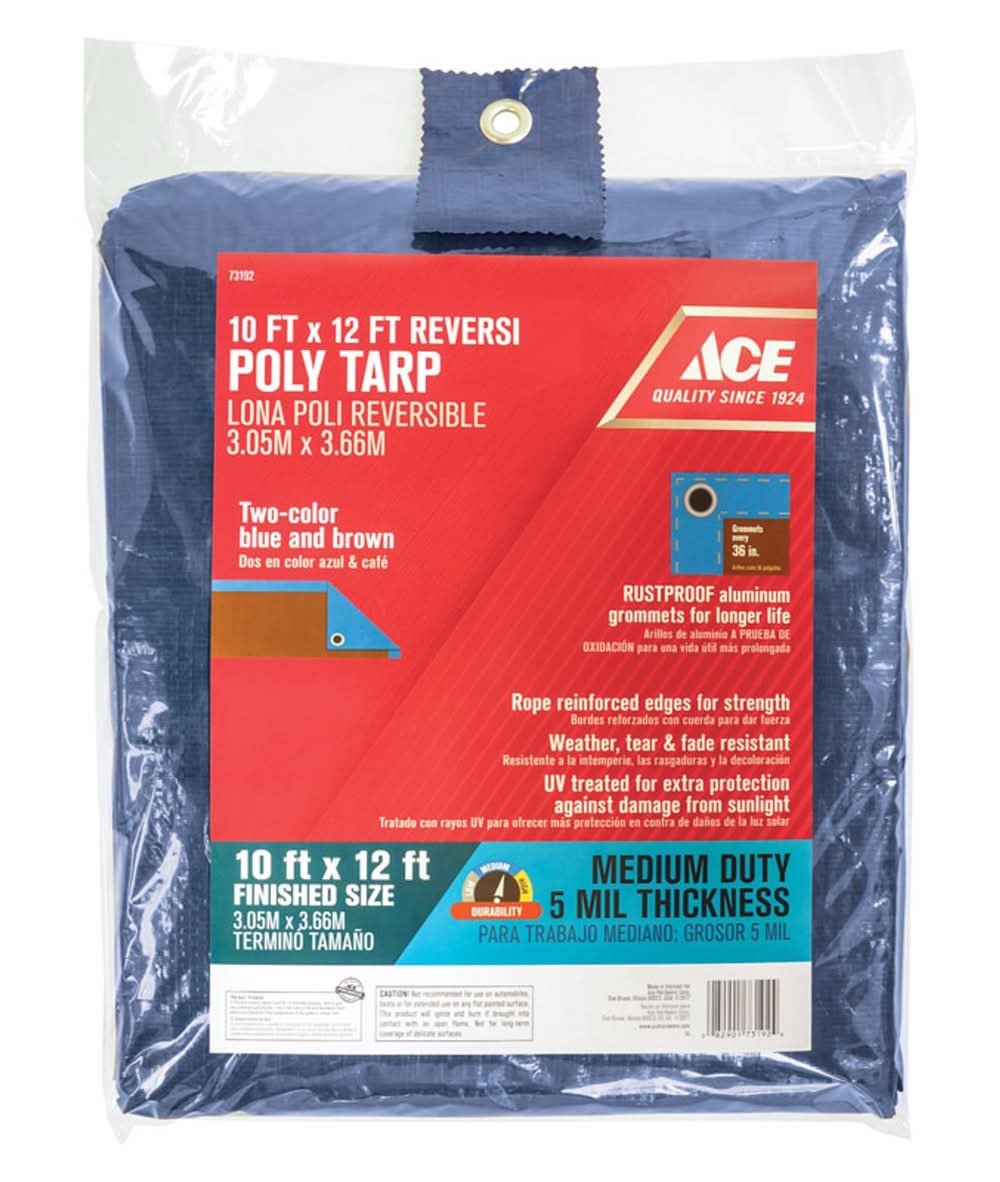ACE 10 Ft. W X 12 Ft. L Medium Duty Polyethylene Tarp Blue/Brown