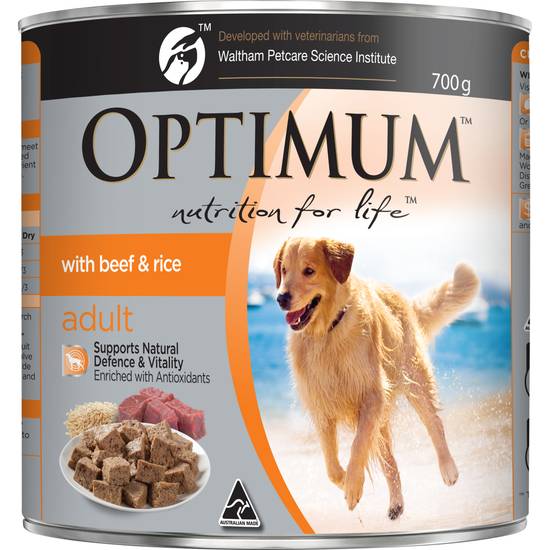 Optimum Beef & Rice Adult Wet Dog Food Can 700g