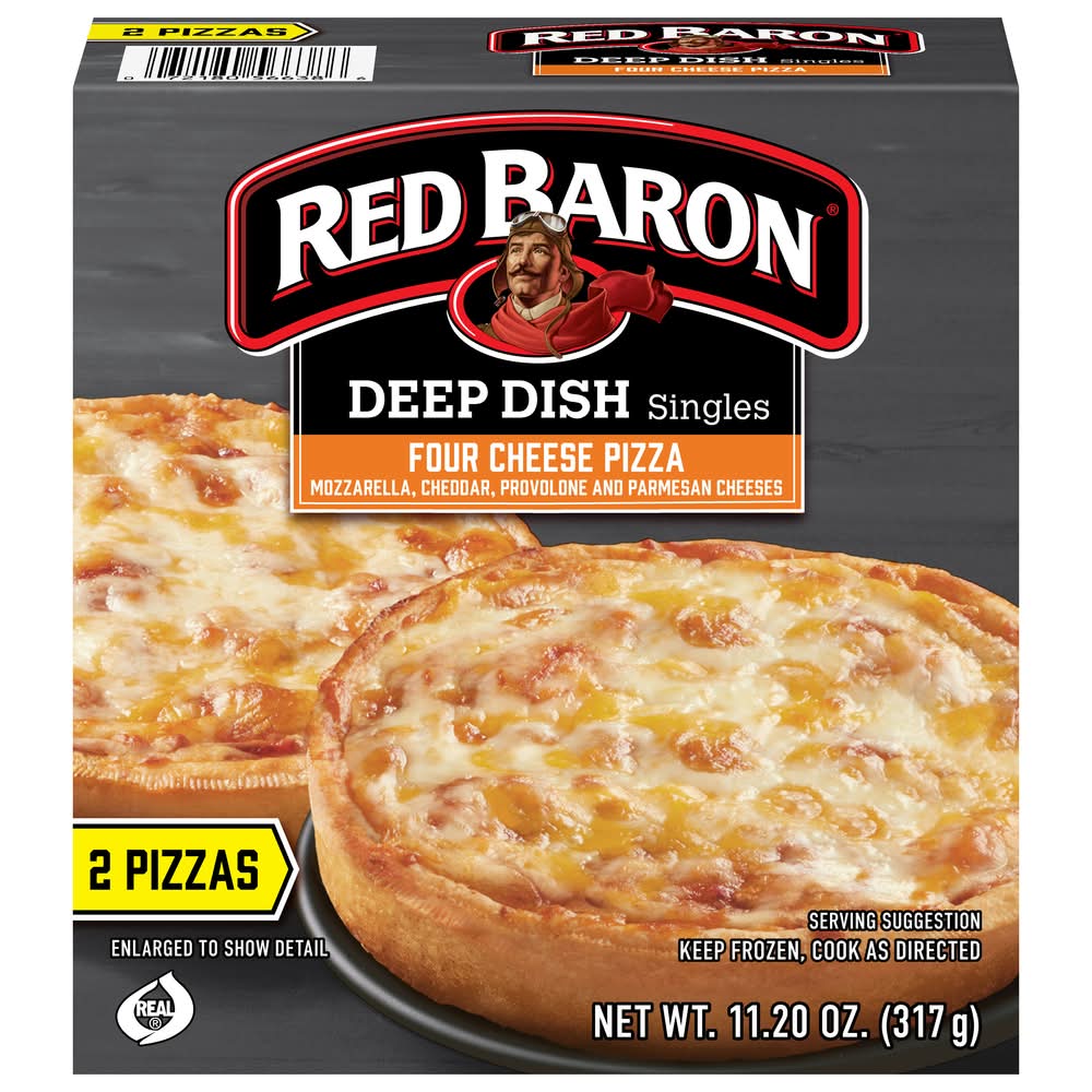 Red Baron Deep Dish Singles Pizza, Four Cheese (11.2 oz, 2 ct)