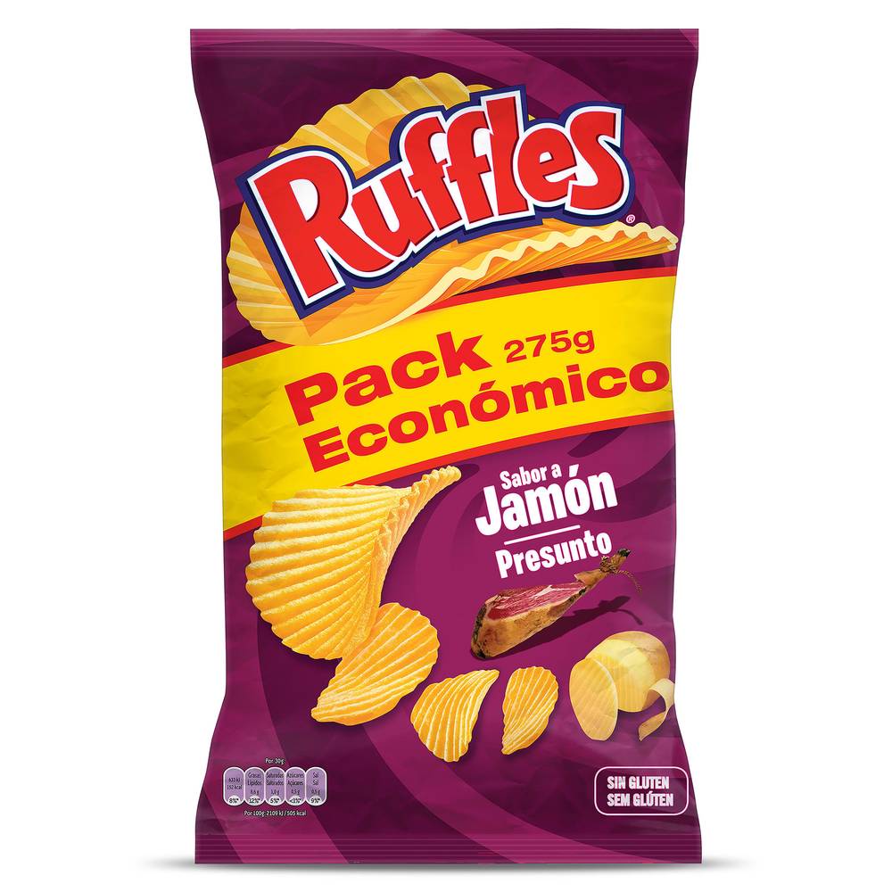 Patatas Fritas Onduladas Sabor A Jamón Ruffles Bolsa 275 G